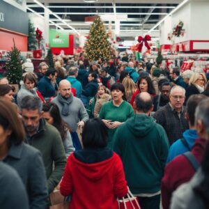 a really crowded shopping centre scene